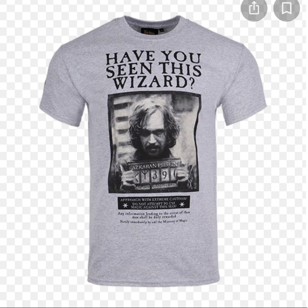 Harry Potter Store “Have You Seen This Wizard” Sirius Black Grey T-Shirt, size M